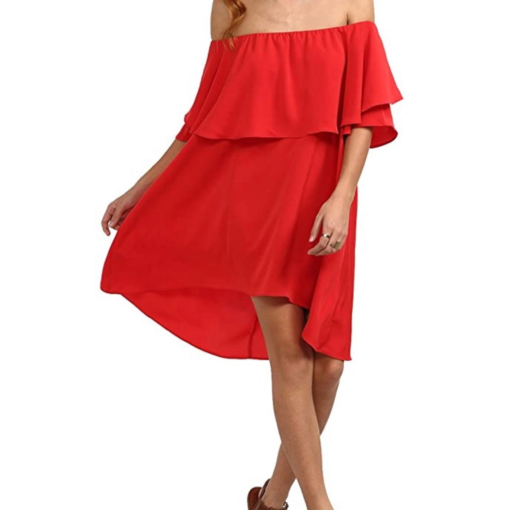 Romwe Women's Off The Shoulder Ruffle Casual Dress